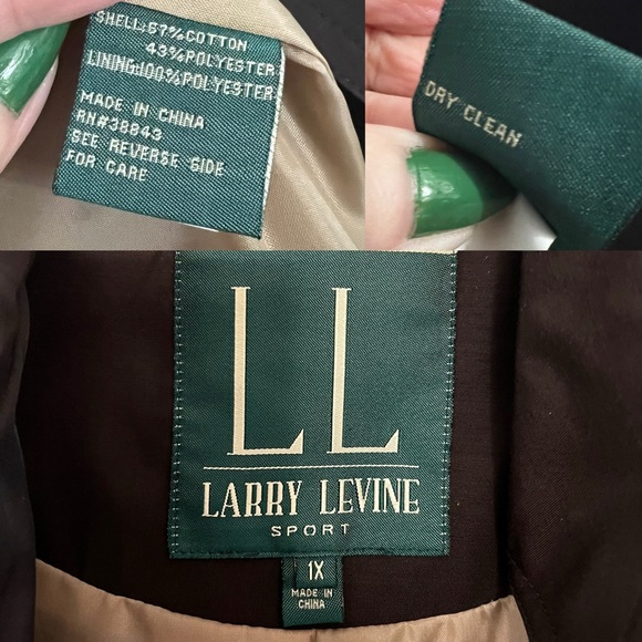 Larry Levine, Brown Double breasted Belted Water Repellent Trench Coat. - Picture 15 of 15